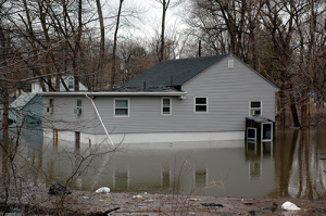 Flood-surrounds-house
